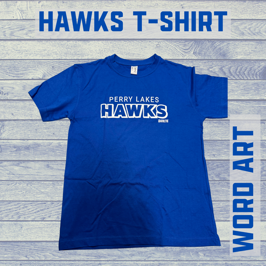 Hawks Blue T - Shirt  Word Art