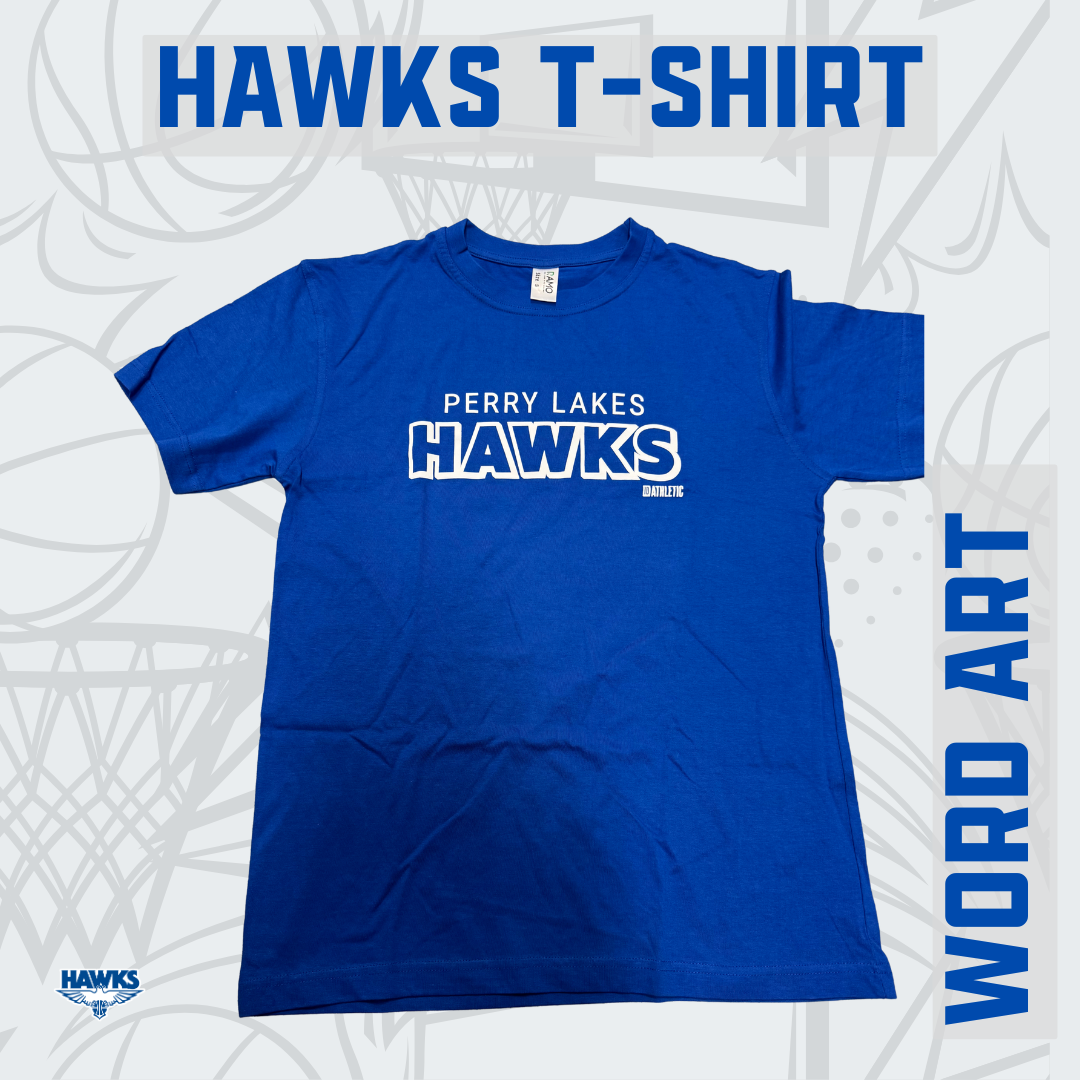 Hawks Blue T - Shirt  Word Art